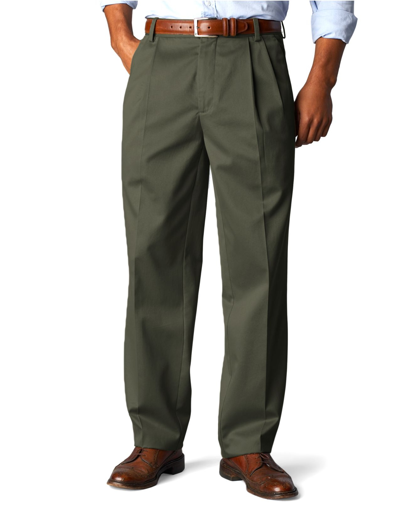 Dockers Signature Khaki Classic Fit Big And Tall Pleated Pants in Green ...
