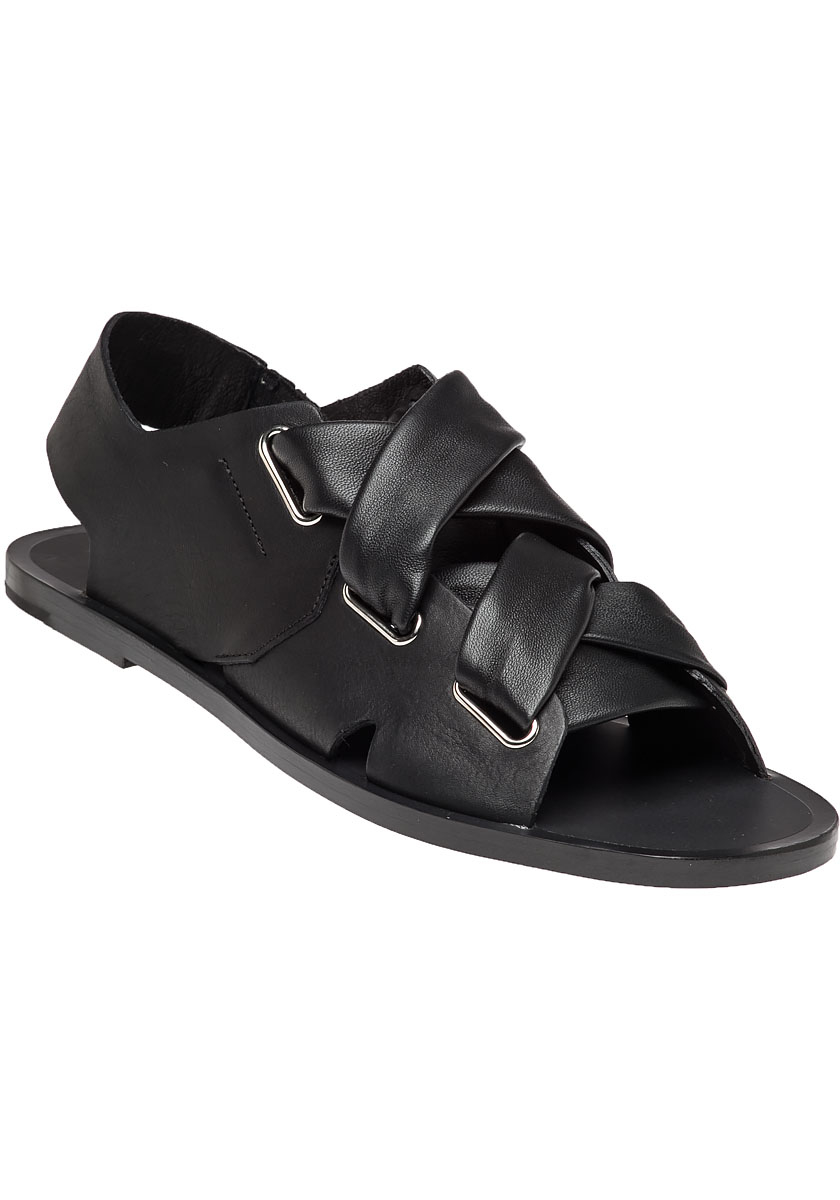 Rag & bone Elda Black Leather Sandal in Black | Lyst