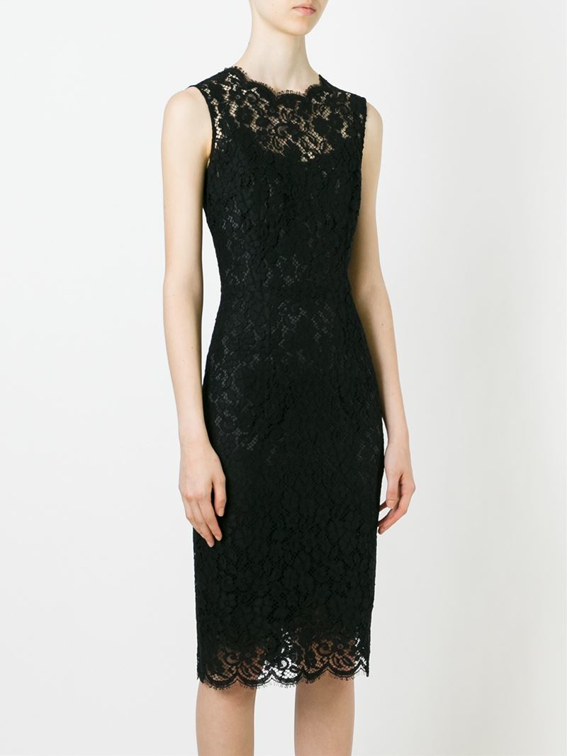 Lyst Dolce & Gabbana Floral Lace Midi Dress in Black