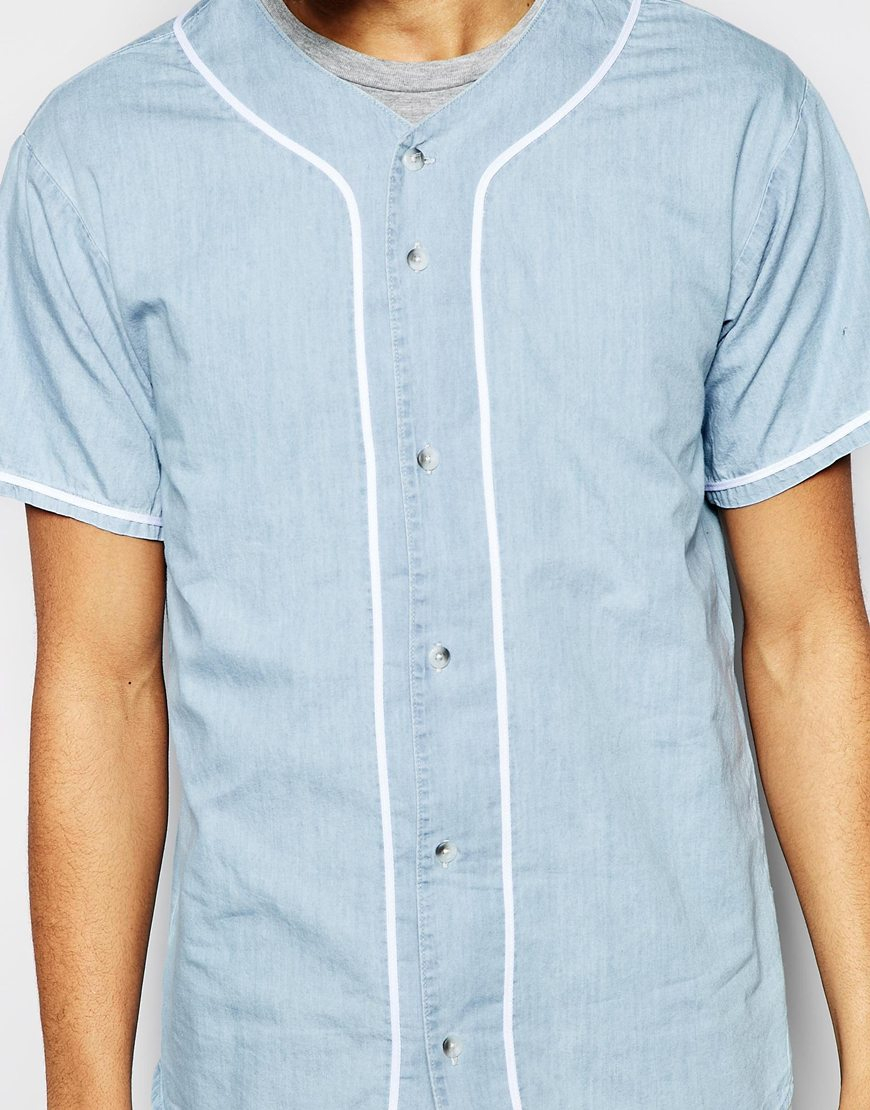 Lyst American Apparel Denim Baseball Shirt in Blue for Men