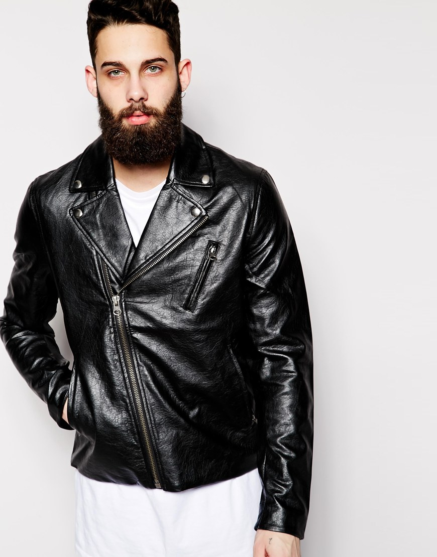 Lyst - Cheap monday Faux Leather Biker Jacket Triple A Side Zip in Black for Men