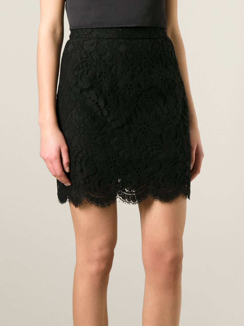 Lyst - Dolce & Gabbana Floral Lace Skirt in Black