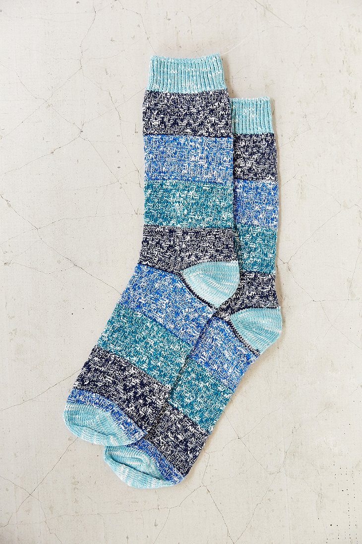 Lyst Urban Outfitters Colorblock Texture Boot Sock in Blue for Men