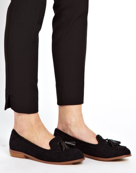 Asos New Look Ketal Metal Trim Slipper Flat Shoes in Black | Lyst