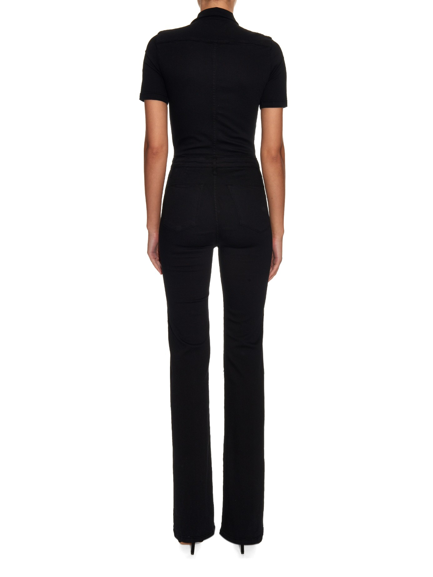 Lyst - Frame Le Mechanic Flare Denim Jumpsuit in Black