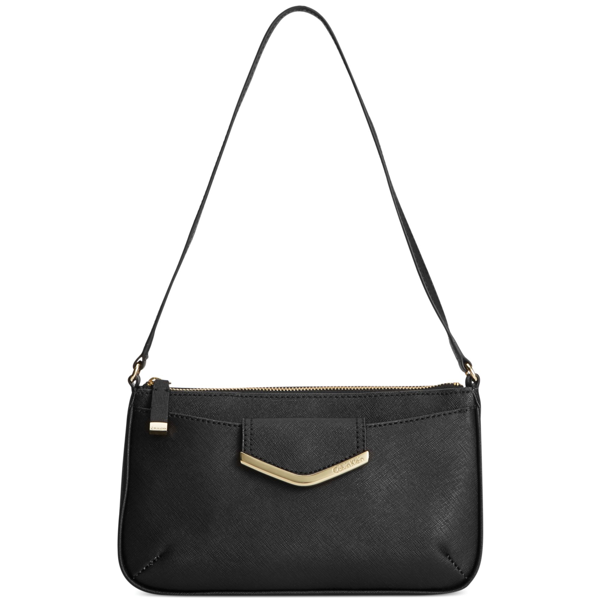 Lyst - Calvin Klein On My Corner Saffiano Shoulder Bag in Metallic