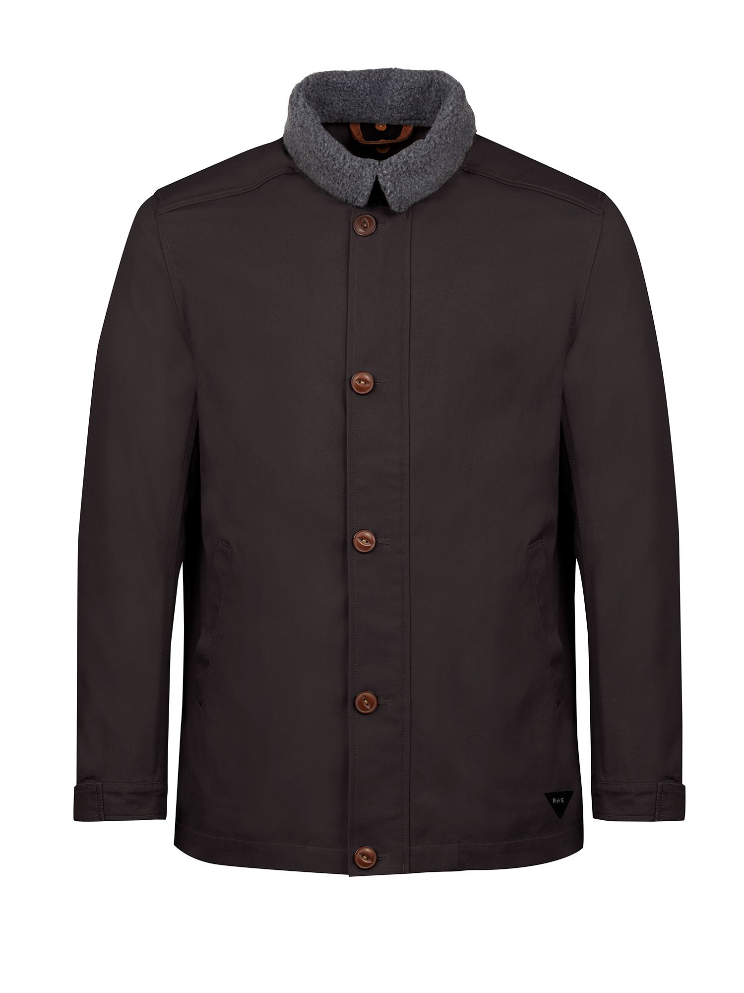 Realm & empire Car Coat With Detachable Fleece Collar in Black for