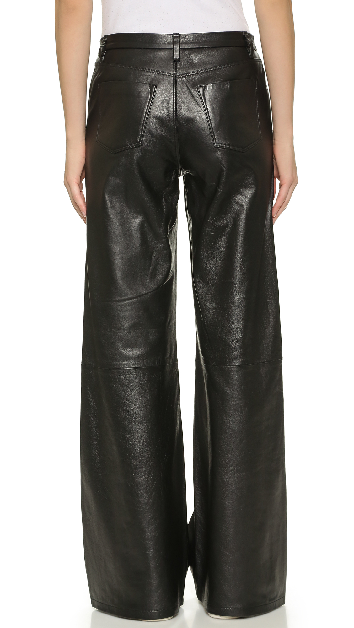 J brand Carine Wide Leg Leather Pants - Black in Black | Lyst