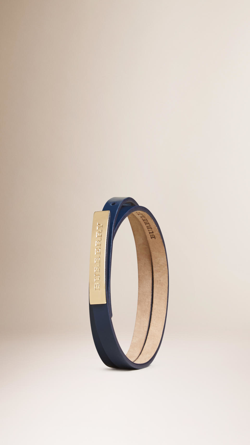 Lyst Burberry Leather Wraparound Bracelet Blue Carbon In Gallery