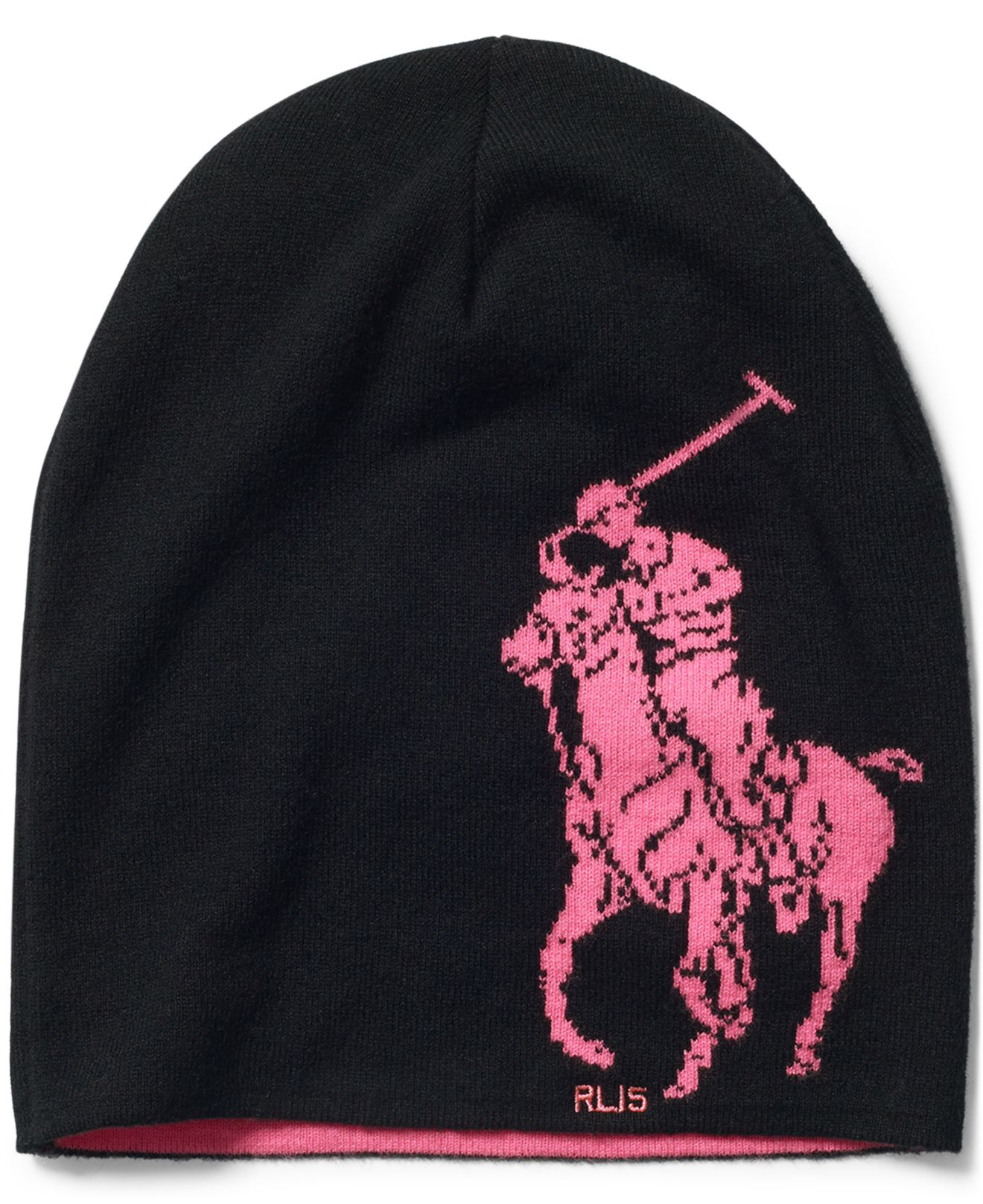 Lyst Polo Ralph Lauren Pink Pony Beanie in Black