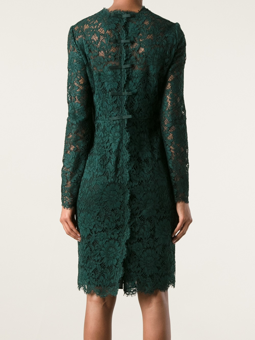 Lyst Valentino Lace Dress In Green