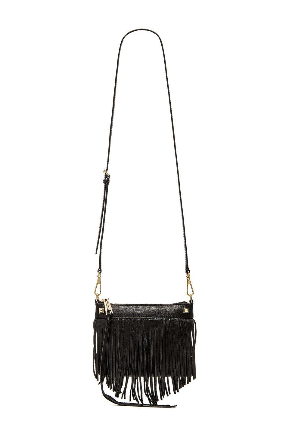 Rebecca minkoff Mini Fringe Leather CrossBody Bag in Black Lyst