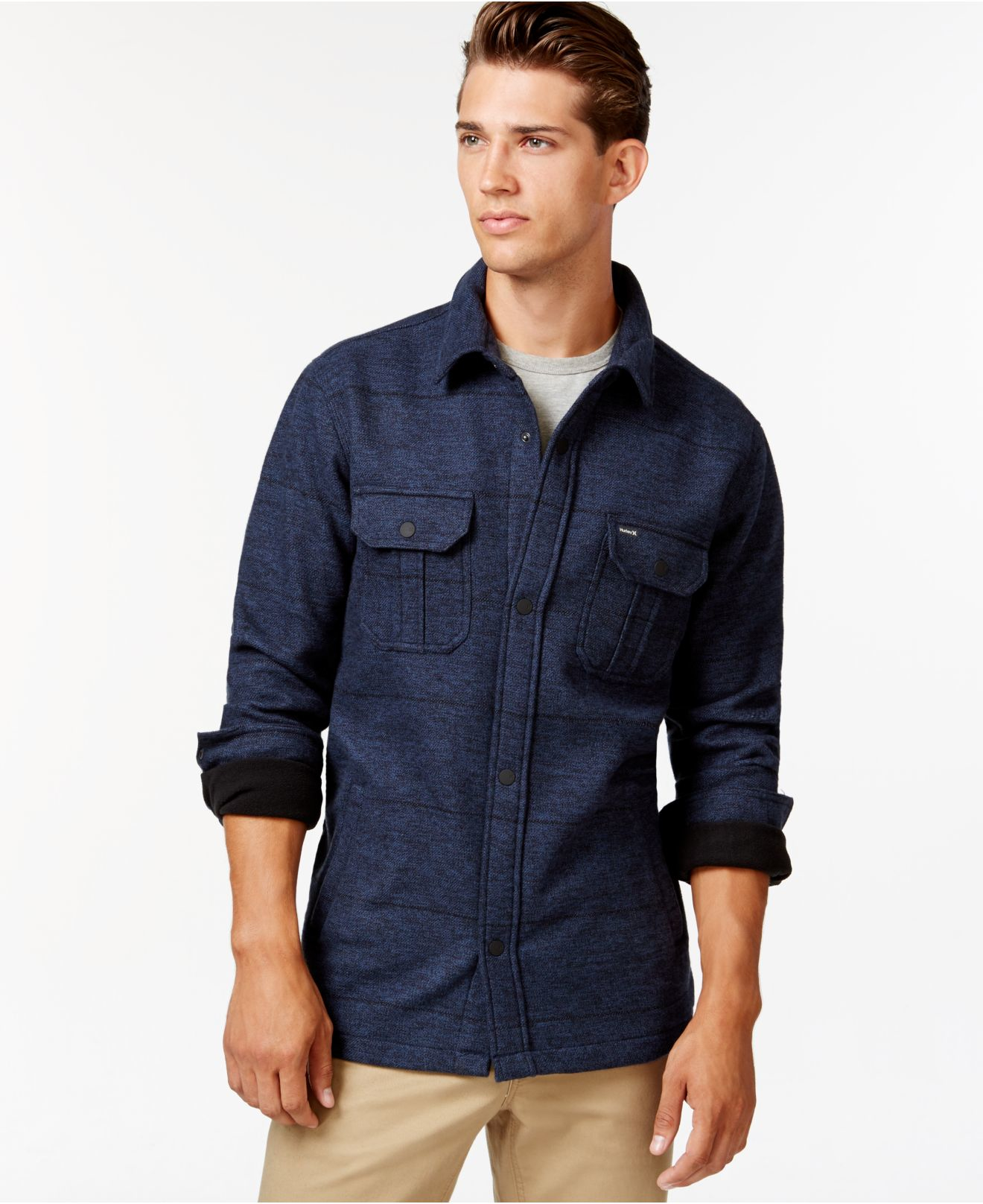 Hurley Brick Snap-front Shirt Jacket in Blue for Men | Lyst