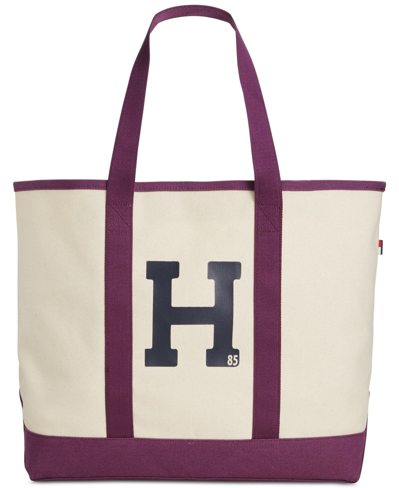 Lyst Tommy Hilfiger Varsity Large Canvas Tote In Natural Gallery