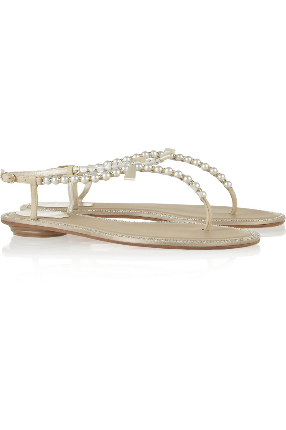 Lyst - Rene Caovilla Embellished Leather Sandals in White