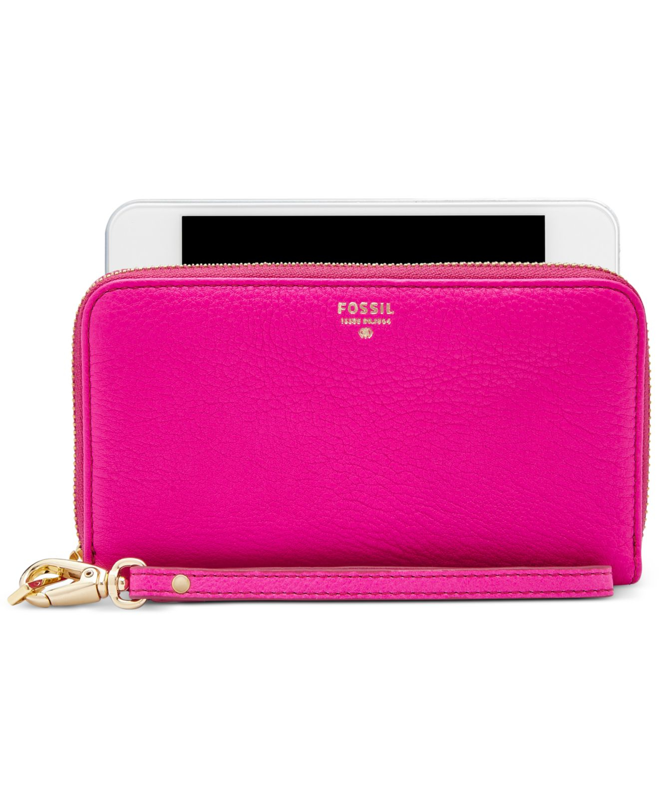 Fossil Sydney Leather Zip Phone Wallet in Pink (Hot Pink) | Lyst