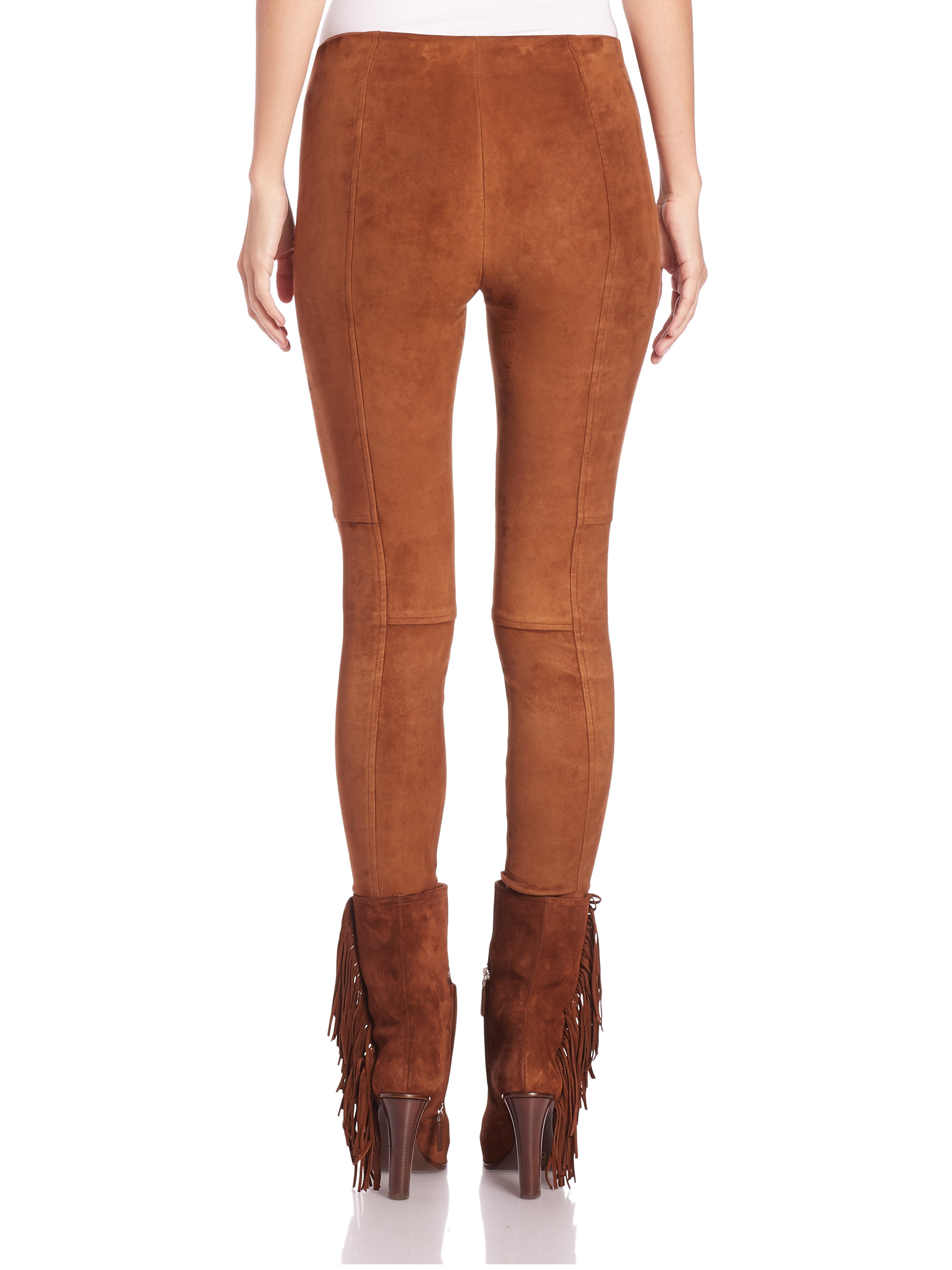 Lyst - Polo Ralph Lauren Stretch Suede Skinny Pants in Brown