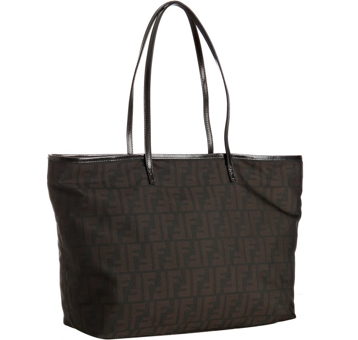 Fendi Black Zucca Nylon Roll Shopping Tote in Black | Lyst