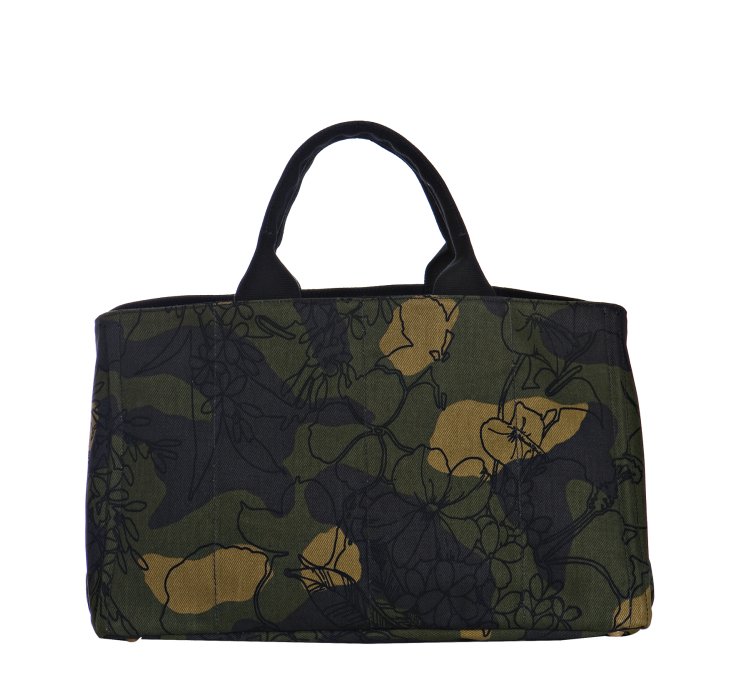 Prada Camouflage Canvas Large Floral Print Tote in Green | Lyst