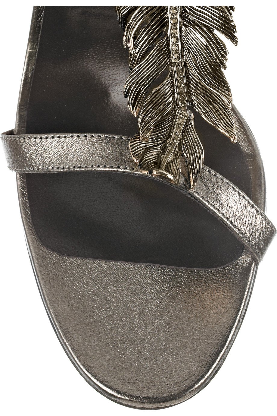 Roberto cavalli Featherembellished Leather Sandals in
