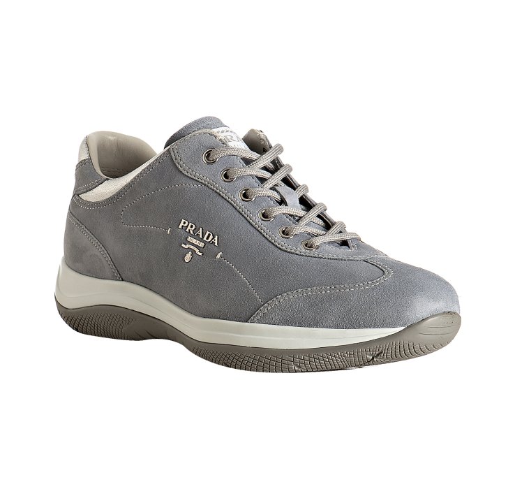 Prada Sport Grey Suede Logo Detail Sneakers in Gray (grey) | Lyst