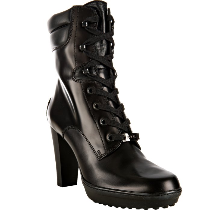 Tod's Black Leather Asp Lace-up Boots in Black | Lyst