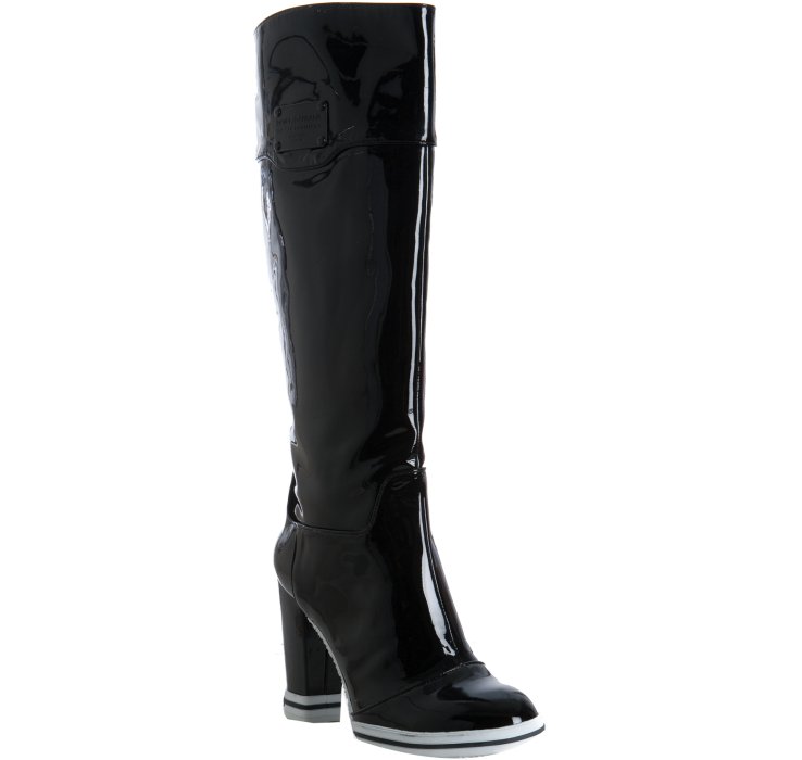 Dolce & Gabbana Black Patent Leather Tall Platform Boots in Black | Lyst
