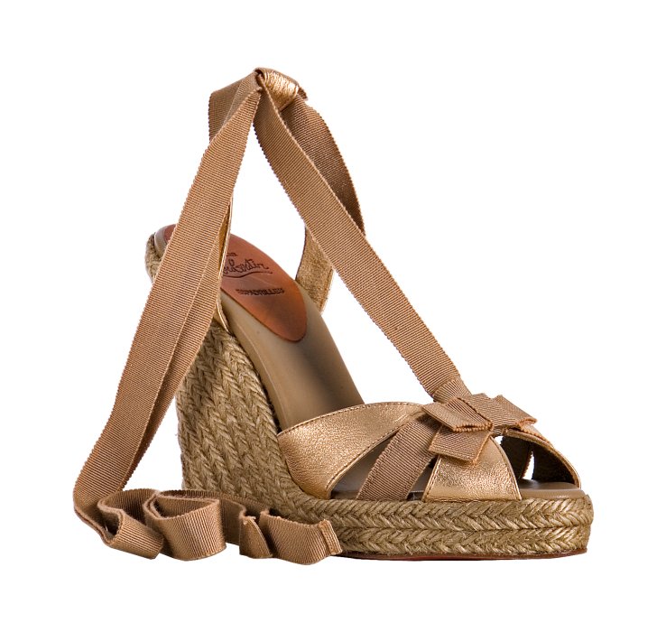 christian louboutin wedge sandals Gold ribbon | The Little Arts ...