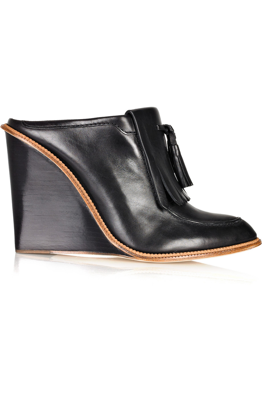 womens black wedge mules