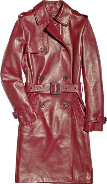 Joseph Biba Leather Trench Coat in Red (burgundy) | Lyst
