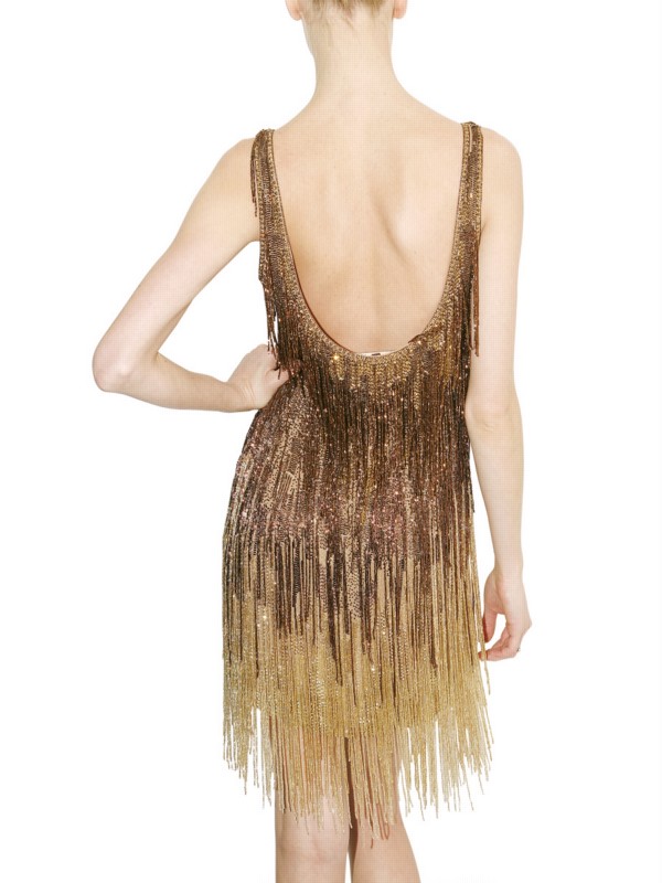 gold beaded fringe dress