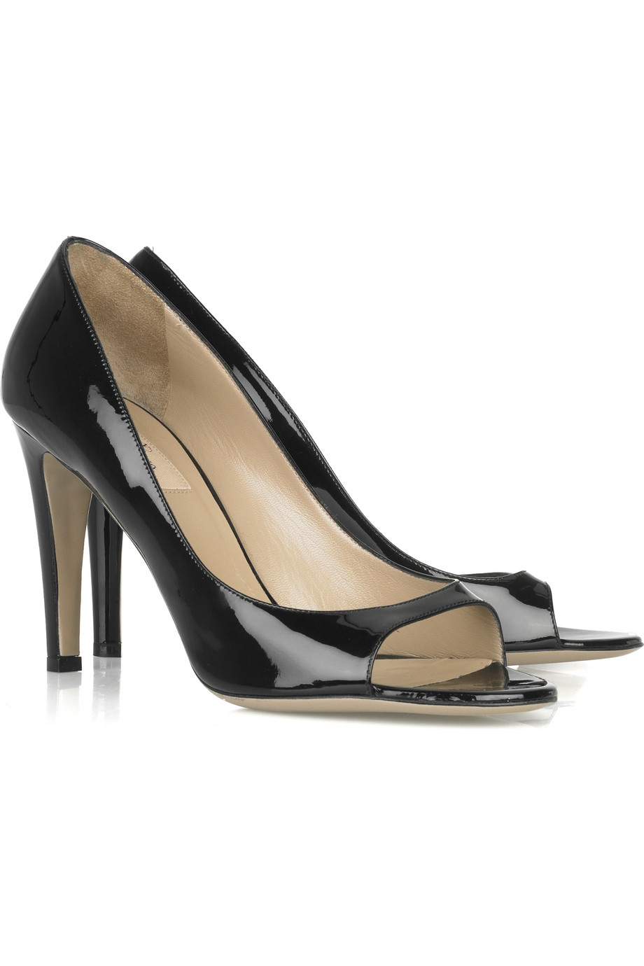 Valentino Patent-leather Open-toe Pumps in Black | Lyst