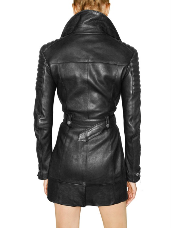 Lyst - Burberry Prorsum Long Biker Leather Jacket in Black