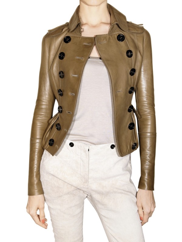 Lyst Burberry prorsum Military Style Leather Jacket in Brown
