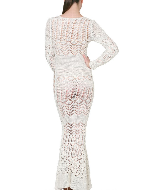 Lyst Emilio Pucci Long Crochet Dress In White