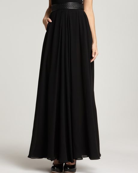 Elizabeth And James Long Pleated Taylor Skirt in Black | Lyst