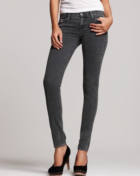 Hudson Grey Distressed Skinny Jeans in Gray | Lyst