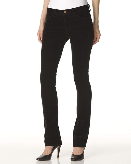 J Brand Womens Mid-rise 14 Leg Corduroy Pants in Black in Black | Lyst