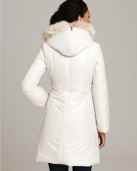 Mackage Liz C Long Puffer Jacket with Coyote Fur Trimmed Hood in White ...
