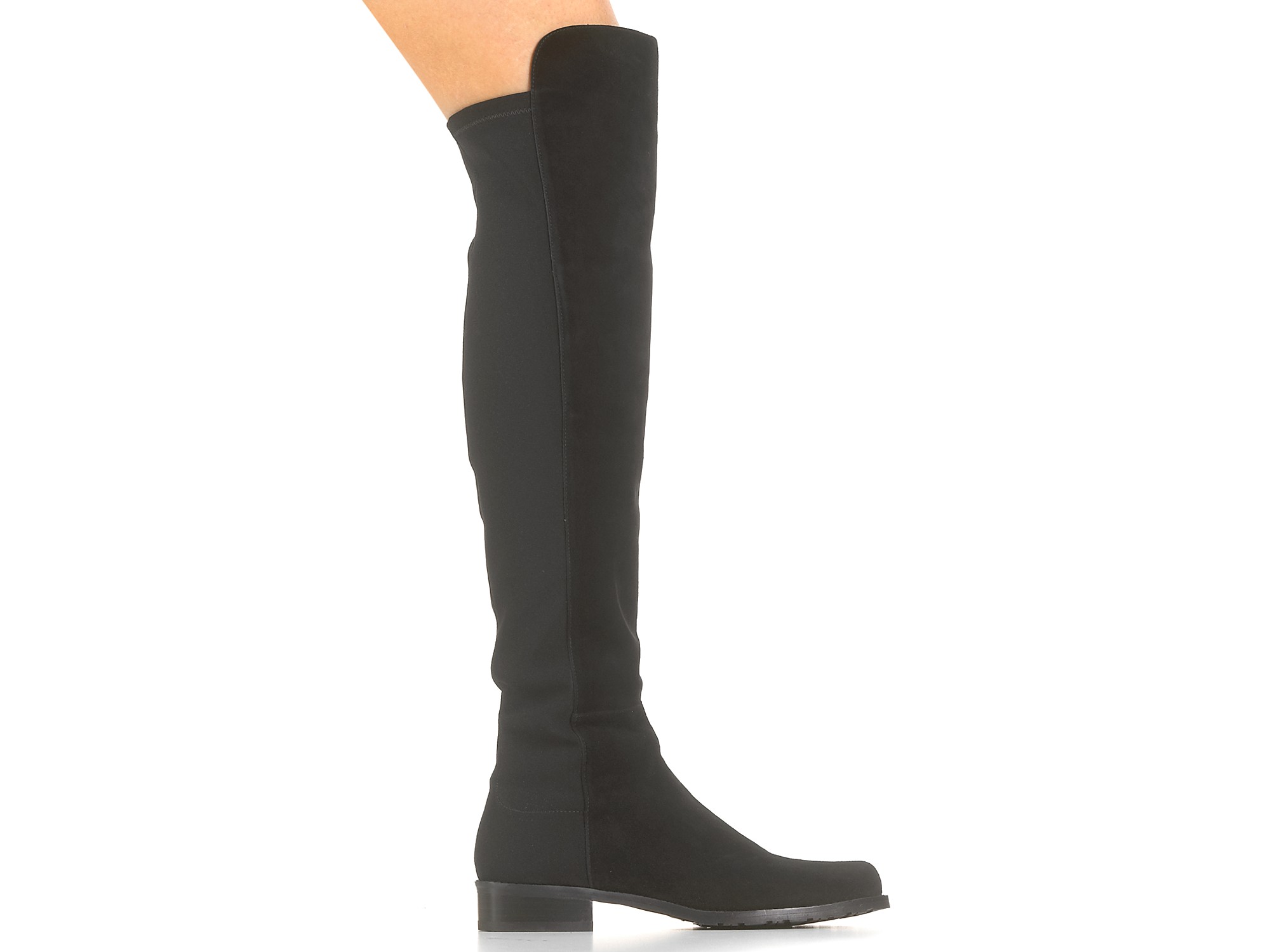 Stuart Weitzman 50-50 Stretch Suede Over-the-knee Boots in Black (Black ...