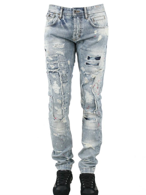D&g Destroyed Paint Jeans in Blue for Men | Lyst