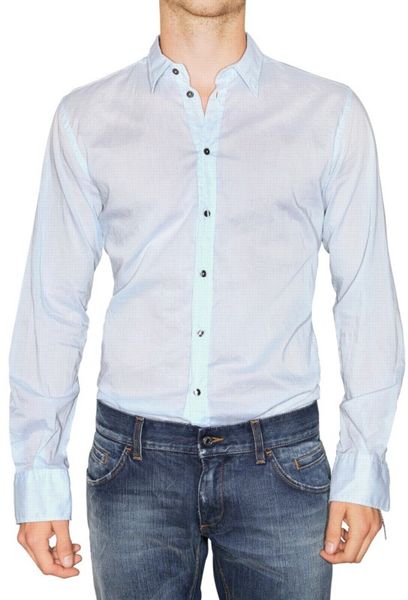 Dolce & Gabbana Gold Fit Cotton Voile Shirt in Blue for Men | Lyst