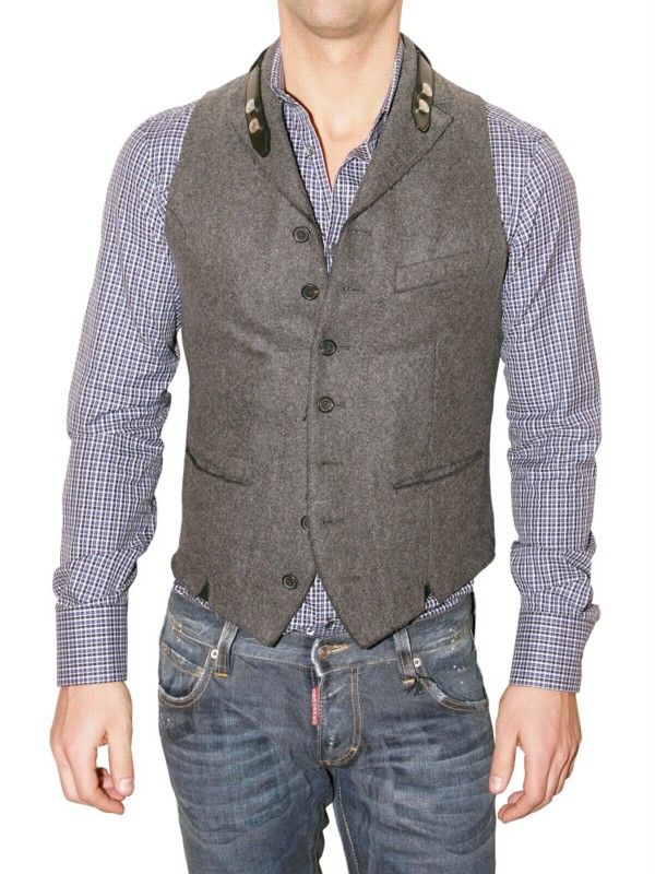 Dsquared2 Belted Collar Wool Felt Vest in Gray for Men (grey) | Lyst