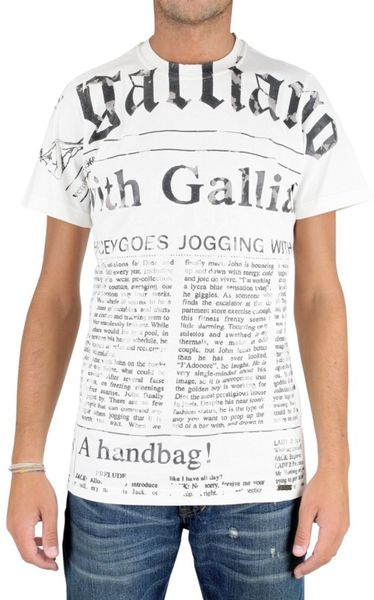 John Galliano Gazette Jersey T-shirt in White for Men | Lyst