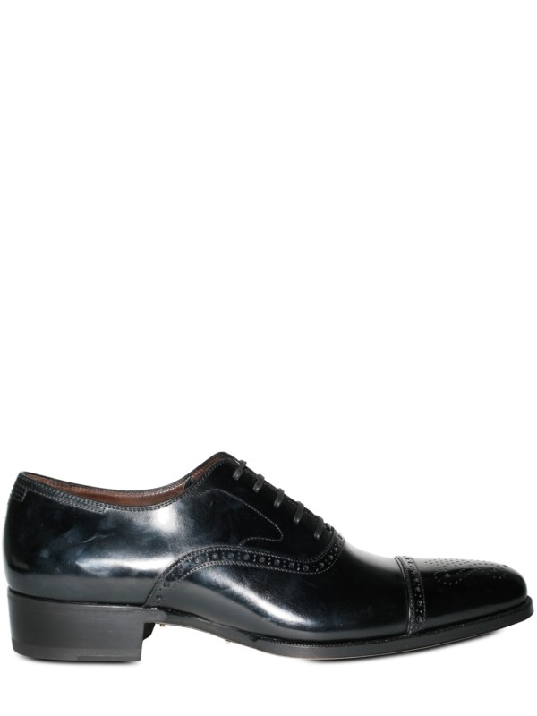 Lyst - Max Verre Brushed Calfskin Perforated Oxford Lace- in Black for Men