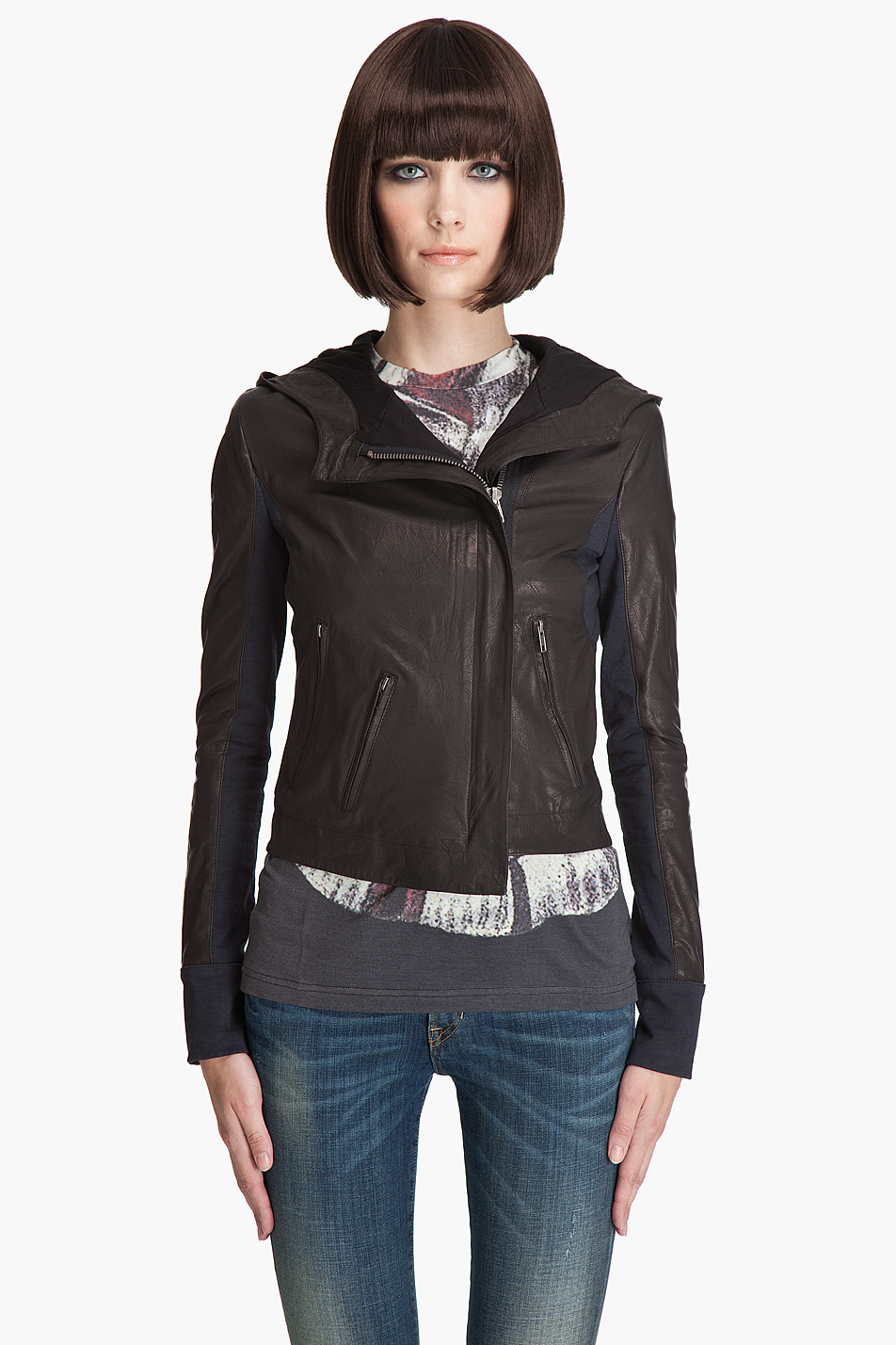 Lyst A.L.C. Hooded Moto Jacket in Black