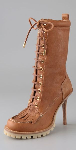 Tory Burch Trigg Lace Up Hiking Boots in Brown (tan) | Lyst