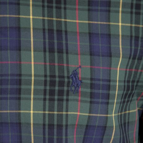 Polo Ralph Lauren Embroidered Tartan Shirt in Blue for Men | Lyst