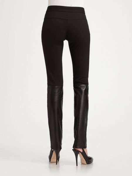 Derek Lam Stretch Wool and Leather Riding Pants in Black | Lyst