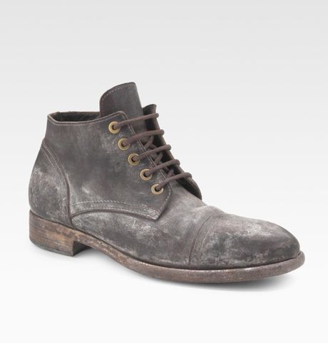 Dolce & Gabbana Weathered Leather Boots in Brown for Men | Lyst